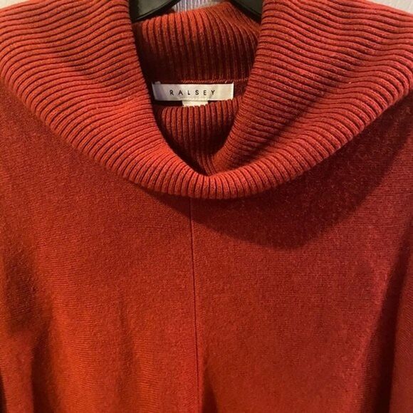 RALSEY Sweater Womens Large Cowl Neck Tunic red cozy soft drapey relaxed boho - Picture 4 of 6